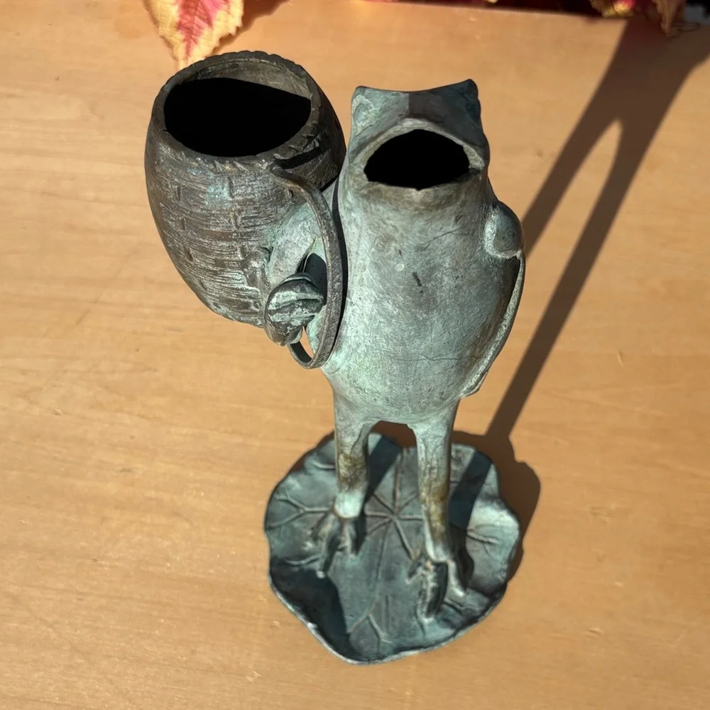 Vintage Japanese Bronze Frog Spill Holder